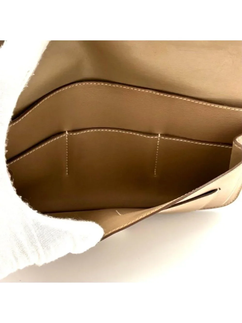 Hermes Dogon GM Beige Silver Wallet Coin Purse